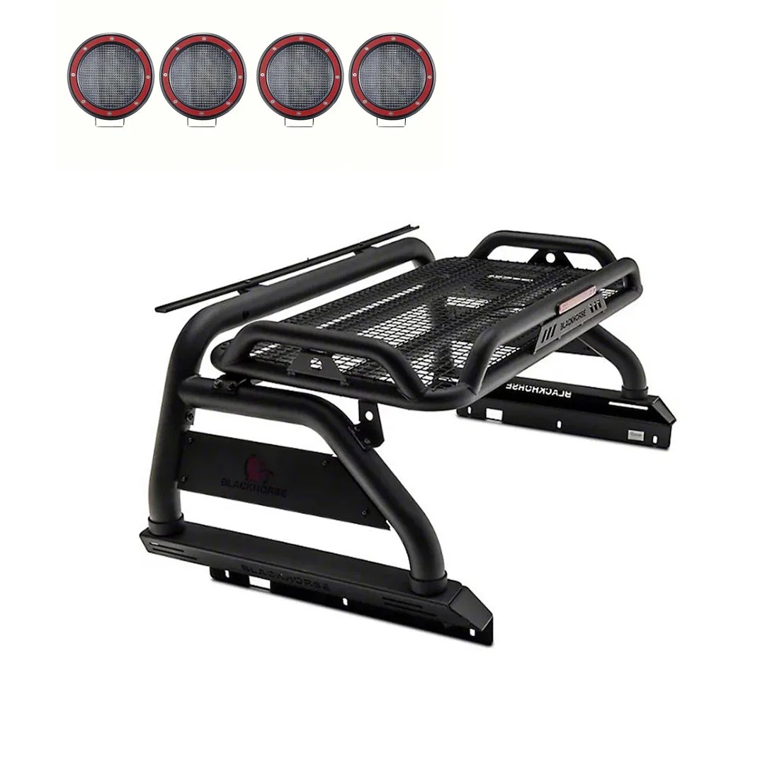 ATRB7BK-PLFR – BLACK HORSE Truck Bed Bar, 3 Inch Diameter Tube Style Cargo Basket Holds Up To 150 Pounds With 2 Sets ...